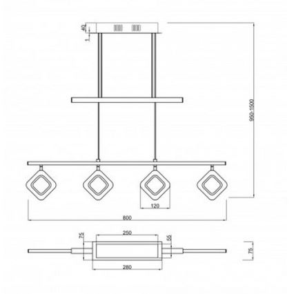 Trio - LED Lustr na lanku PARADOX 4xLED/4,3W/230V