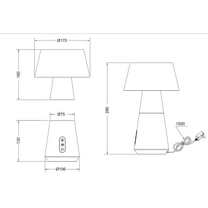 Trio - LED Stmívatelná stolní lampa s bluetooth reproduktorem a USB LED/4,5W/230V