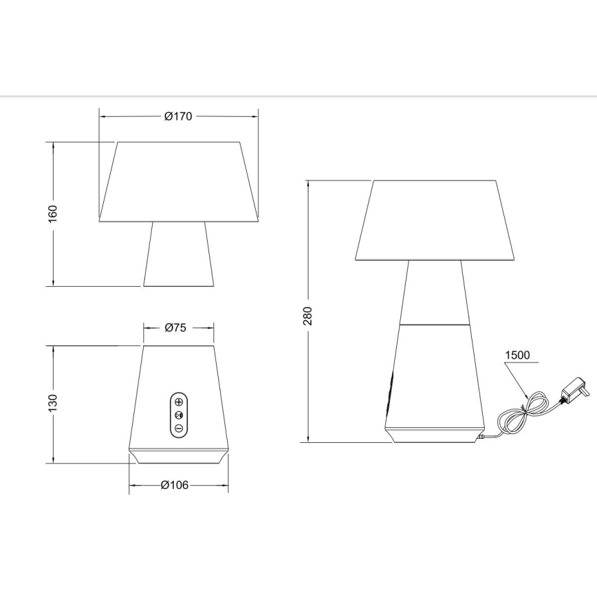 Trio - LED Stmívatelná stolní lampa s bluetooth reproduktorem a USB LED/4,5W/230V