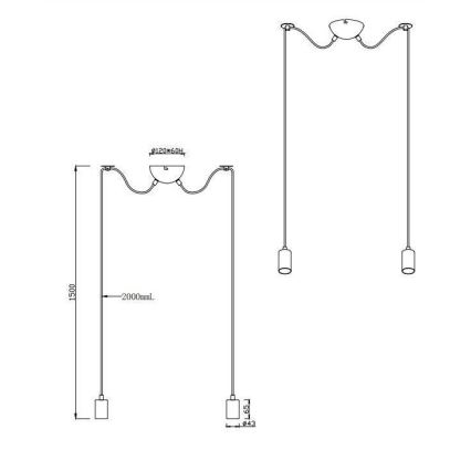 Trio - Lustr na lanku CORD 2xE27/60W/230V