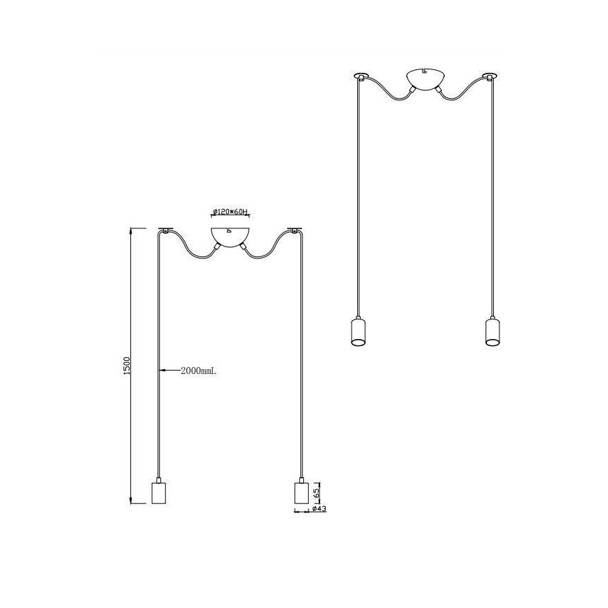 Trio - Lustr na lanku CORD 2xE27/60W/230V