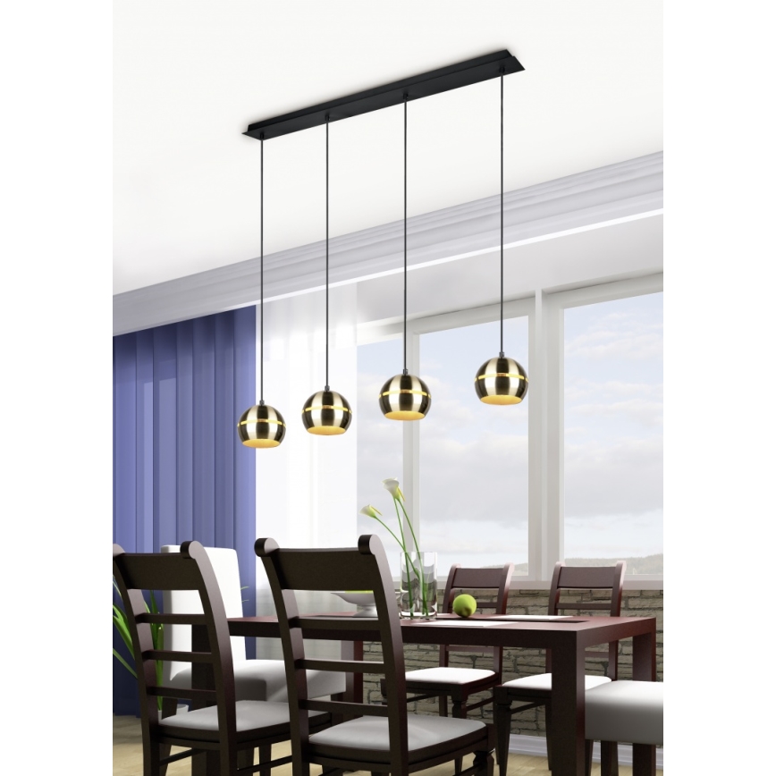 Trio - Lustr na lanku FLETCHER 4xE14/40W/230V mosaz