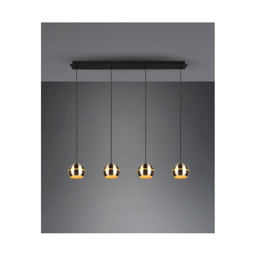 Trio - Lustr na lanku FLETCHER 4xE14/40W/230V mosaz