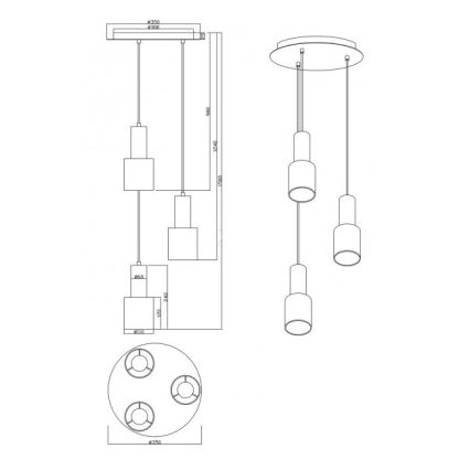 Trio - Lustr na lanku WAILER 3xGU10/5W/230V béžová