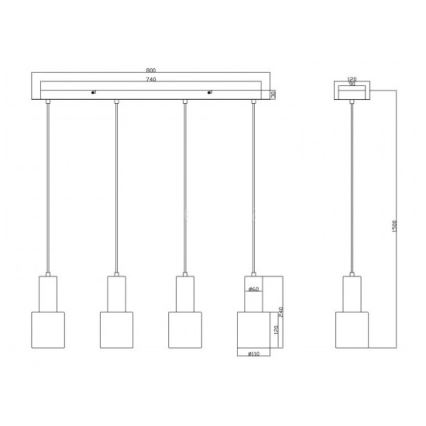 Trio - Lustr na lanku WAILER 4xGU10/5W/230V šedá