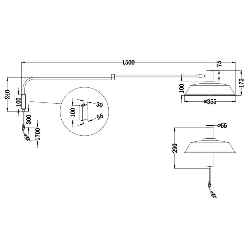 Trio - Nástěnná lampa BOLDER 1xE27/40W/230V