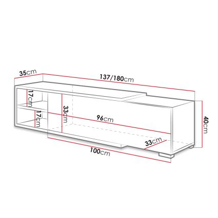 TV stolek CLIF 40x180 cm bílá