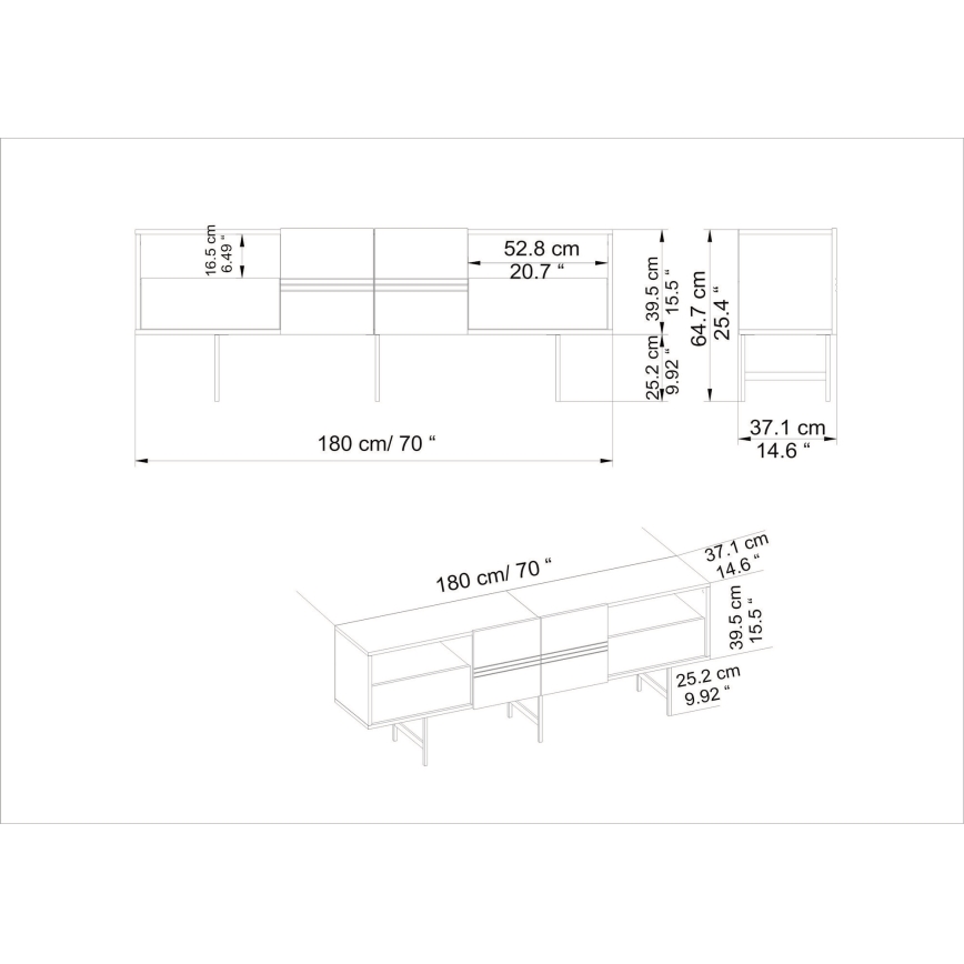 TV Stolek DERIN 65x180 cm černá