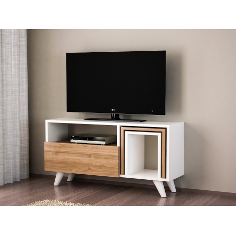 TV stolek NOVELLA 51x90 cm bílá/hnědá