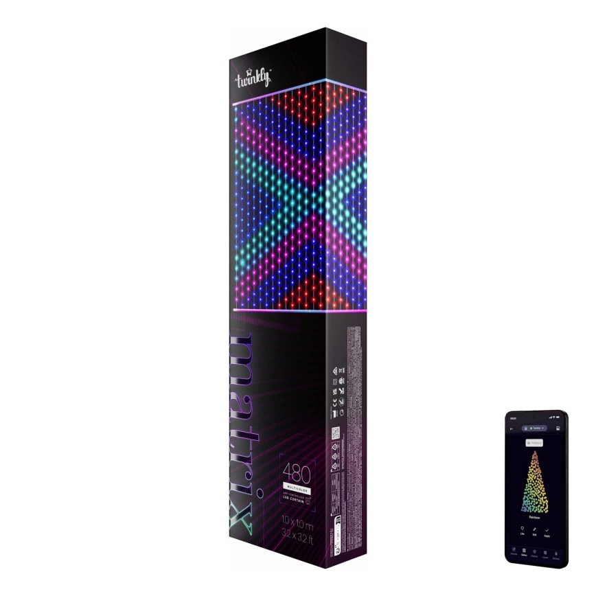 Twinkly - LED RGB Stmívatelný vánoční závěs MATRIX 480xLED 1x1 m Wi-Fi