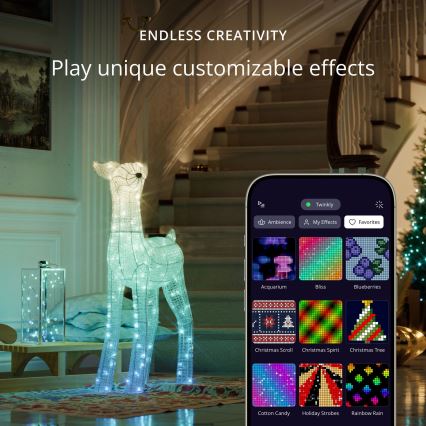 Twinkly - LED RGBW Stmívatelný venkovní vánoční sob REINGEERS 200xLED IP44 Wi-Fi