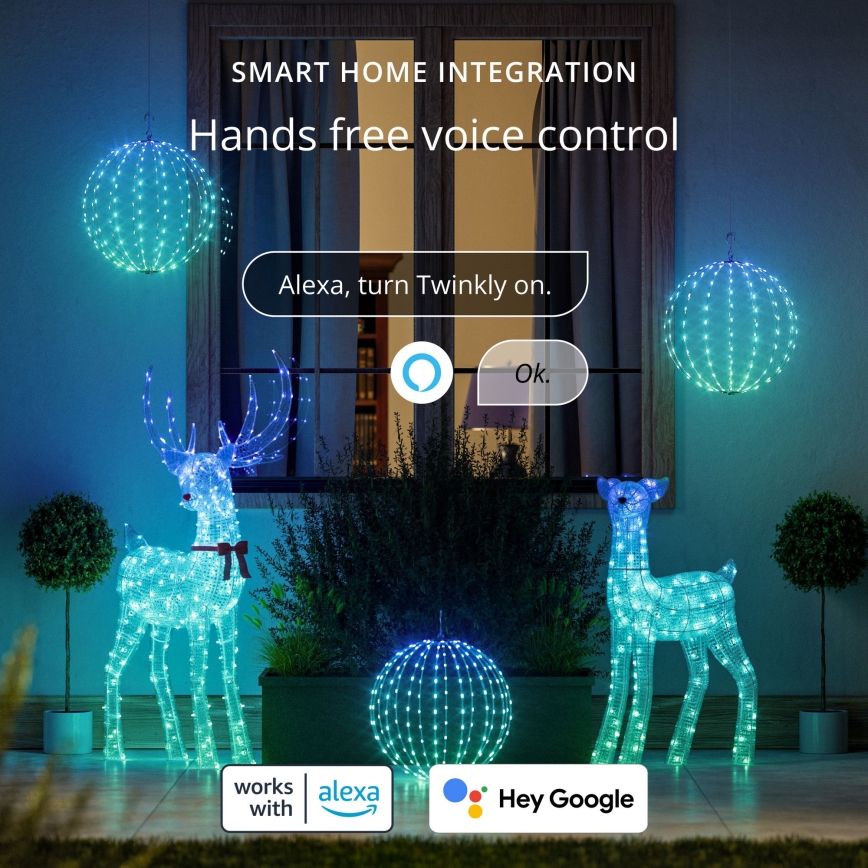 Twinkly - LED RGBW Stmívatelný venkovní vánoční sob REINGEERS 200xLED IP44 Wi-Fi