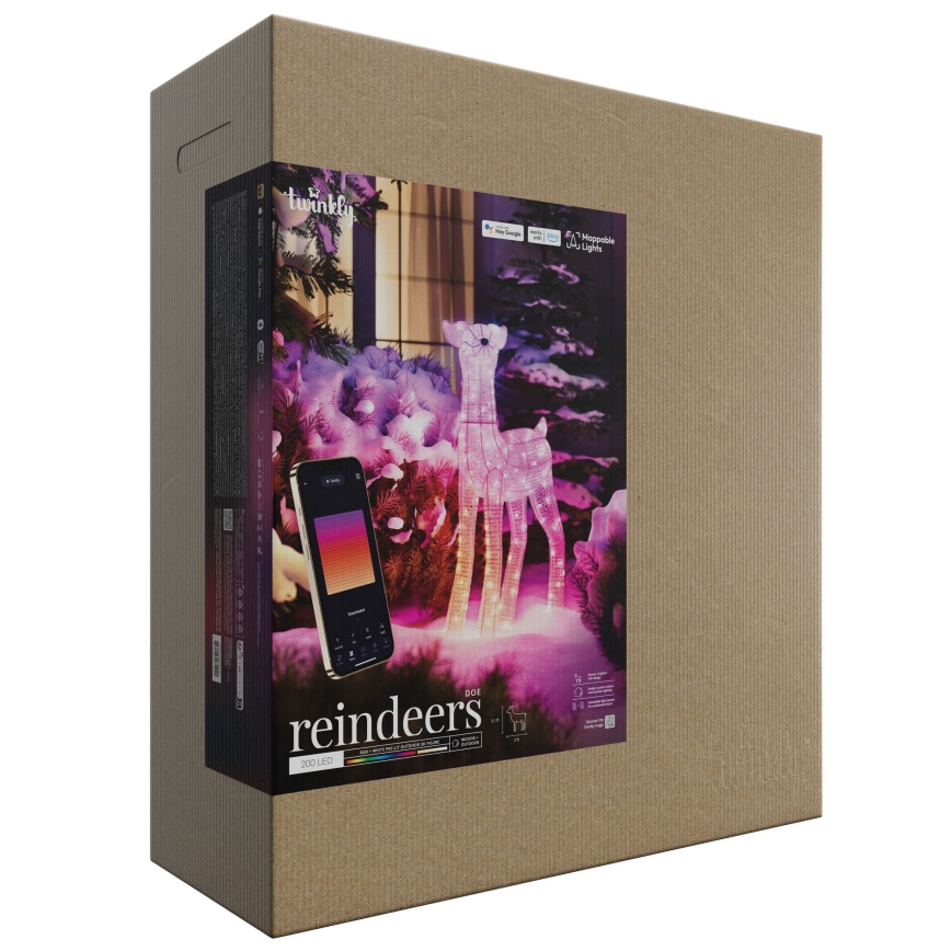 Twinkly - LED RGBW Stmívatelný venkovní vánoční sob REINGEERS 200xLED IP44 Wi-Fi