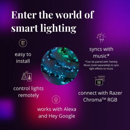 Twinkly - LED RGBW Stmívatelný venkovní vánoční řetěz CLUSTER 400xLED 9,5m IP44 Wi-Fi