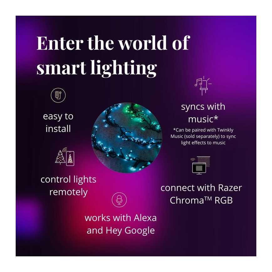 Twinkly - LED RGBW Stmívatelný venkovní vánoční řetěz CLUSTER 400xLED 9,5m IP44 Wi-Fi