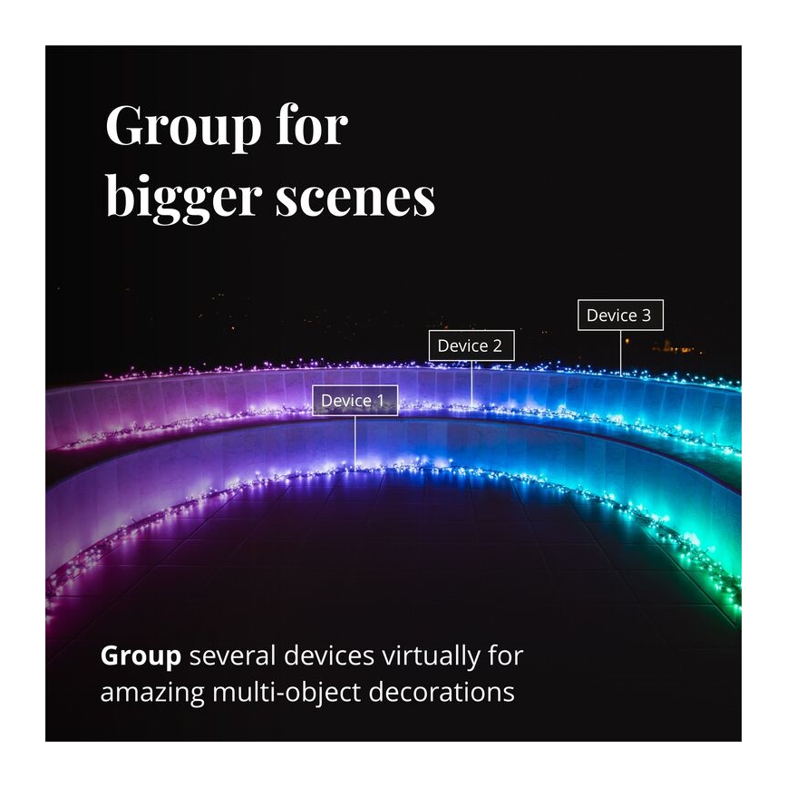 Twinkly - LED RGBW Stmívatelný venkovní vánoční řetěz CLUSTER 400xLED 9,5m IP44 Wi-Fi