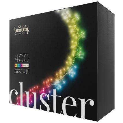 Twinkly - LED RGBW Stmívatelný venkovní vánoční řetěz CLUSTER 400xLED 9,5m IP44 Wi-Fi