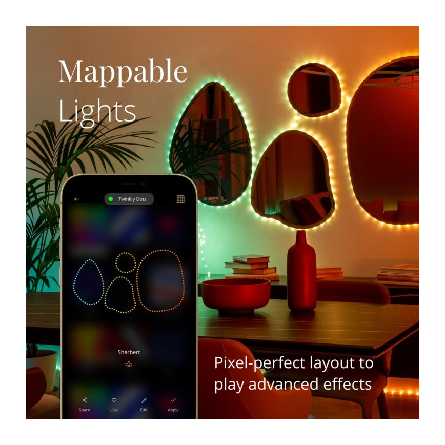 Twinkly - LED RGB Stmívatelný pásek DOTS 60xLED 3 m Wi-Fi USB