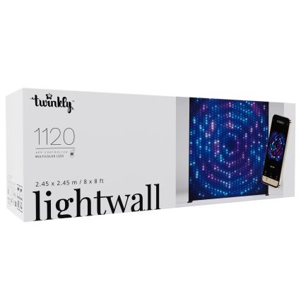 Twinkly - LED RGBW Stmívatelná hudební venkovní světelná stěna LIGHTWALL 1120xLED 2,6x2,7 m IP44 Wi-Fi + Music Dongle