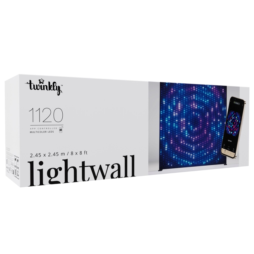 Twinkly - LED RGBW Stmívatelná hudební venkovní světelná stěna LIGHTWALL 1120xLED 2,6x2,7 m IP44 Wi-Fi + Music Dongle