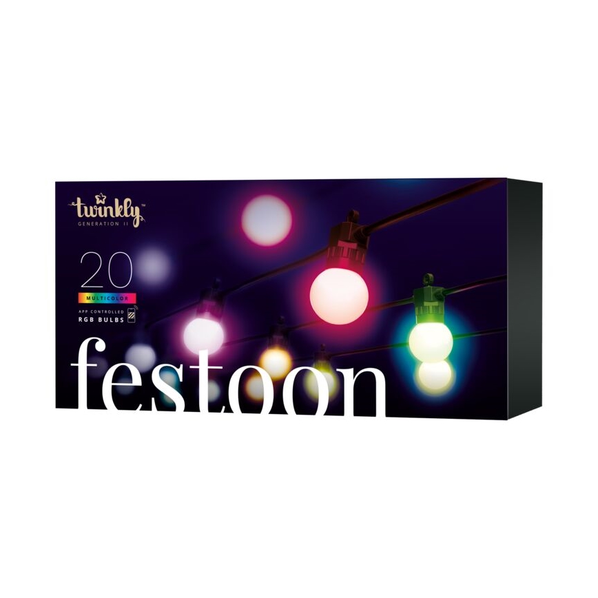 Twinkly - LED RGB Stmívatelný venkovní dekorační řetěz FESTOON 20xLED 14m IP44 Wi-Fi