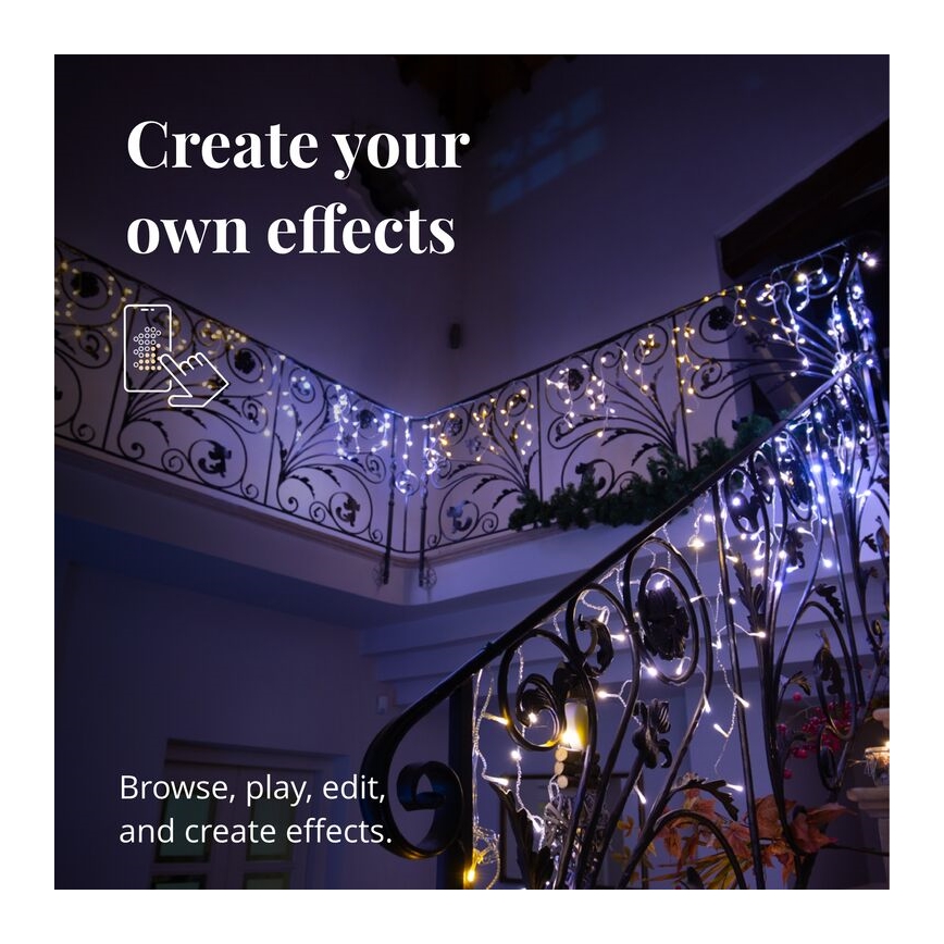 Twinkly - LED Stmívatelný venkovní vánoční závěs ICICLE 190xLED 11,5m IP44 Wi-Fi
