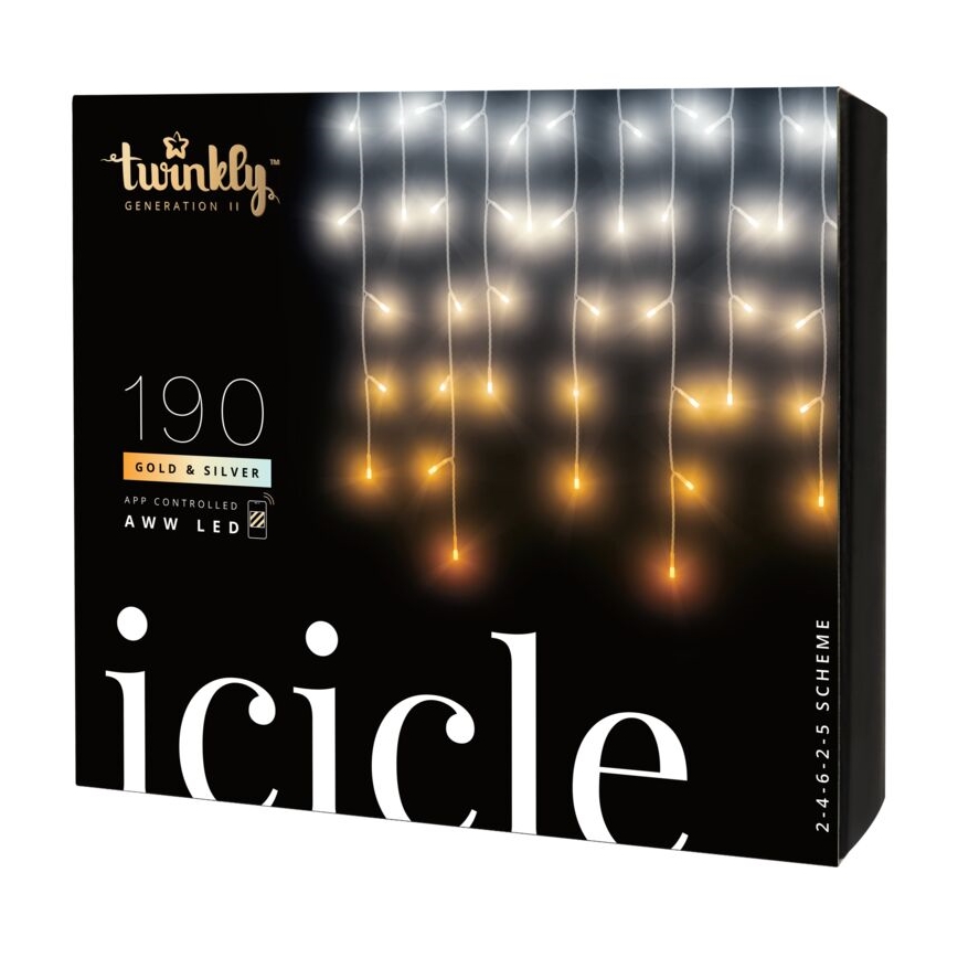 Twinkly - LED Stmívatelný venkovní vánoční závěs ICICLE 190xLED 11,5m IP44 Wi-Fi