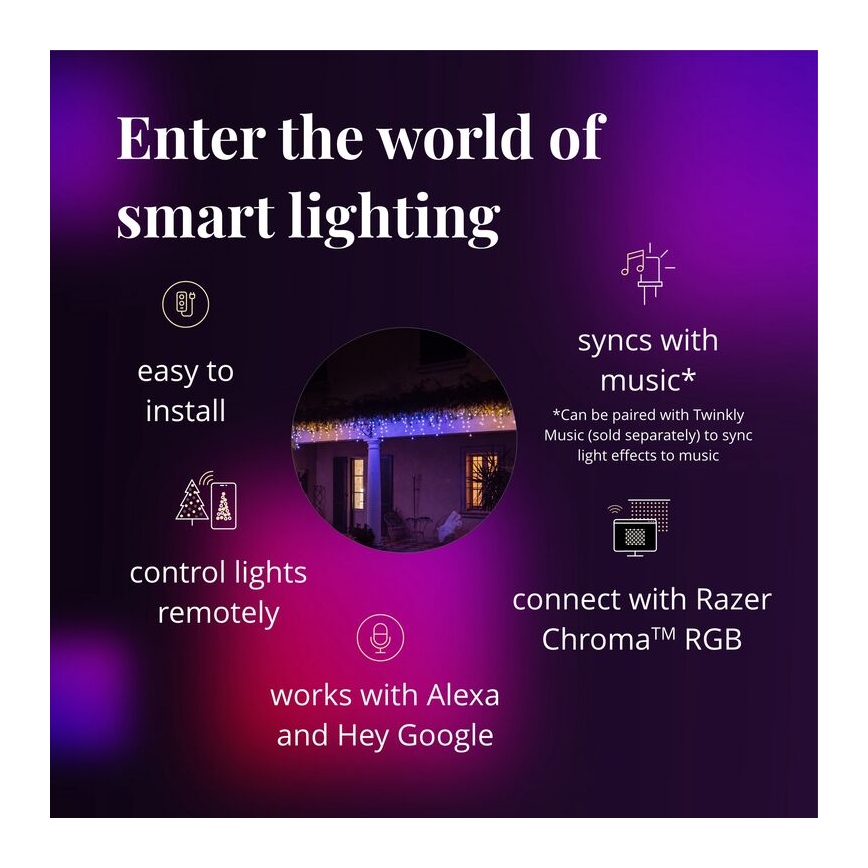 Twinkly - LED RGBW Stmívatelný venkovní vánoční závěs ICICLE 190xLED 11,5m IP44 Wi-Fi