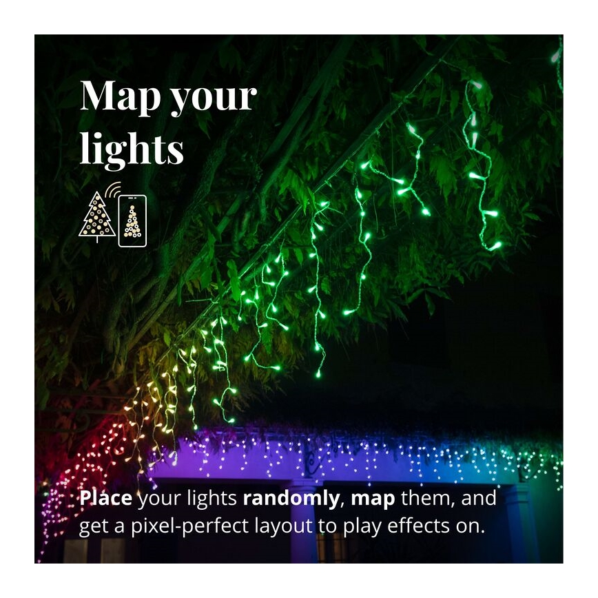 Twinkly - LED RGBW Stmívatelný venkovní vánoční závěs ICICLE 190xLED 11,5m IP44 Wi-Fi
