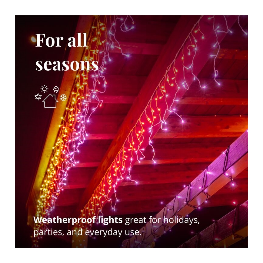 Twinkly - LED RGBW Stmívatelný venkovní vánoční závěs ICICLE 190xLED 11,5m IP44 Wi-Fi