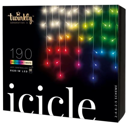 Twinkly - LED RGBW Stmívatelný venkovní vánoční závěs ICICLE 190xLED 11,5m IP44 Wi-Fi