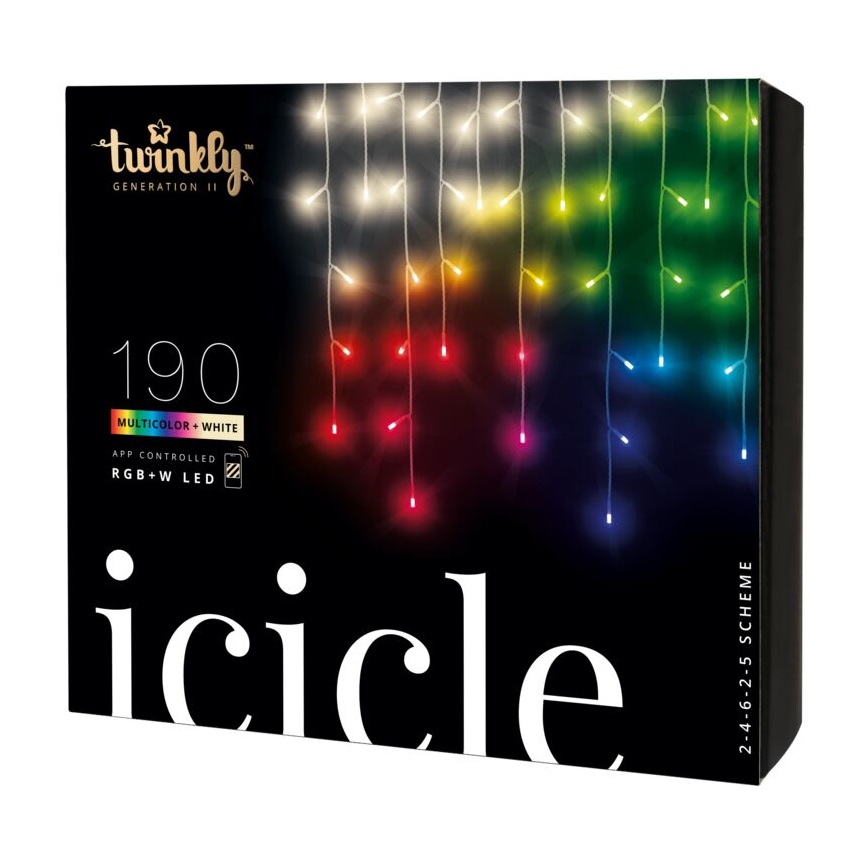 Twinkly - LED RGBW Stmívatelný venkovní vánoční závěs ICICLE 190xLED 11,5m IP44 Wi-Fi
