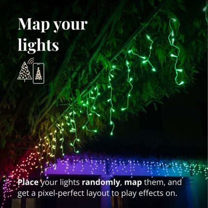 Twinkly - LED RGB Stmívatelný venkovní vánoční závěs ICICLE 190xLED 11,5m IP44 Wi-Fi