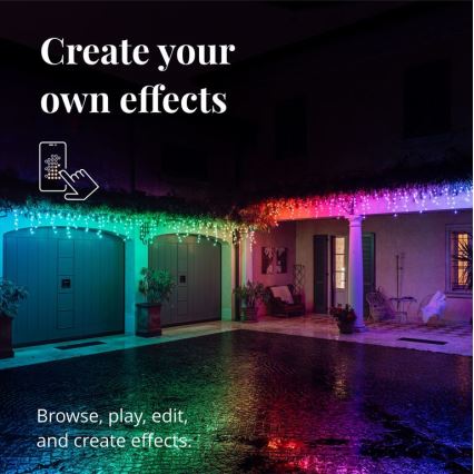 Twinkly - LED RGB Stmívatelný venkovní vánoční závěs ICICLE 190xLED 11,5m IP44 Wi-Fi
