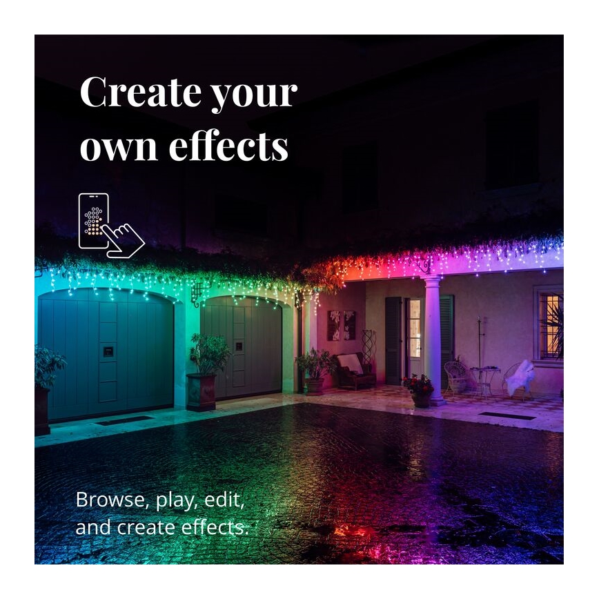 Twinkly - LED RGB Stmívatelný venkovní vánoční závěs ICICLE 190xLED 11,5m IP44 Wi-Fi