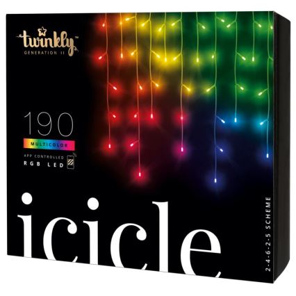 Twinkly - LED RGB Stmívatelný venkovní vánoční závěs ICICLE 190xLED 11,5m IP44 Wi-Fi