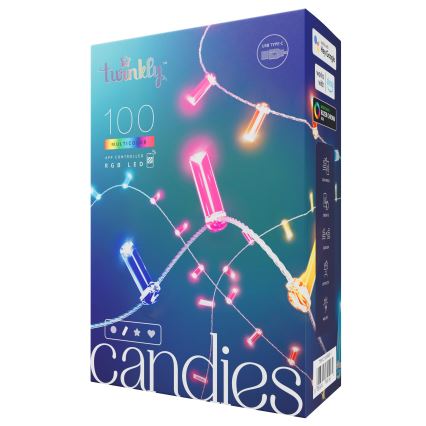 Twinkly - LED RGB Stmívatelný vánoční řetěz CANDIES 100xLED 8 m USB Wi-Fi