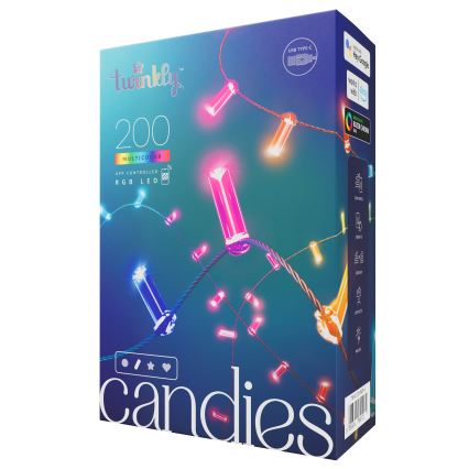 Twinkly - LED RGB Stmívatelný  řetěz CANDIES 200xLED 14 m USB Wi-Fi