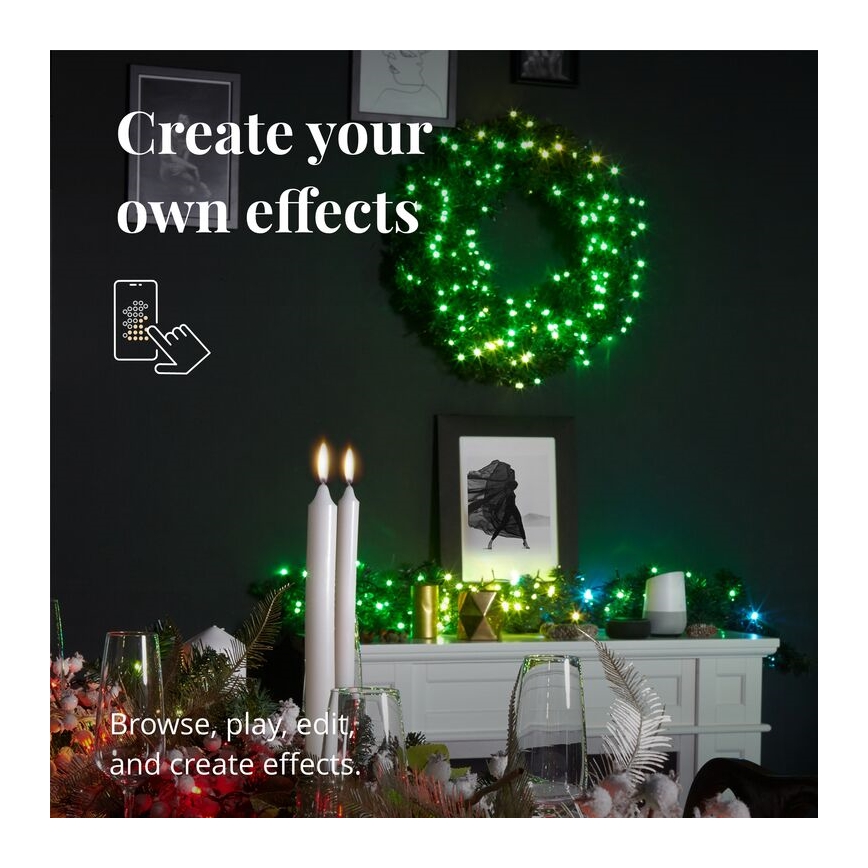 Twinkly - LED RGB Stmívatelný vánoční věnec PRE-LIT WREATH 50xLED pr. 61cm Wi-Fi