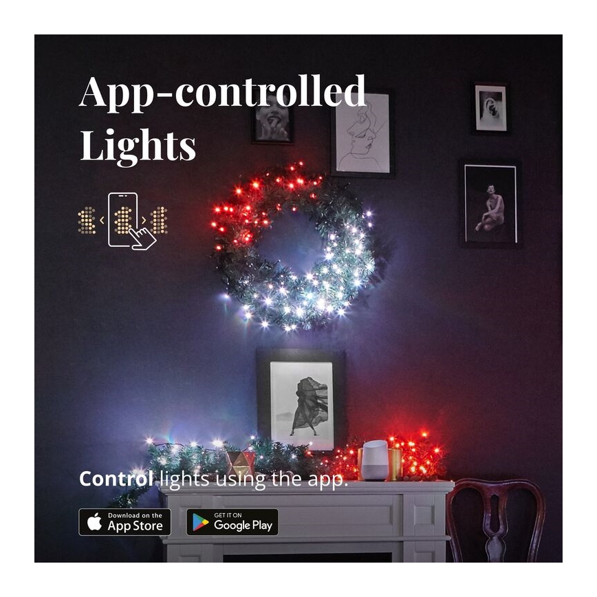 Twinkly - LED RGB Stmívatelný vánoční věnec PRE-LIT WREATH 50xLED pr. 61cm Wi-Fi