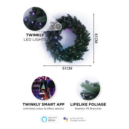 Twinkly - LED RGB Stmívatelný vánoční věnec PRE-LIT WREATH 50xLED pr. 61cm Wi-Fi