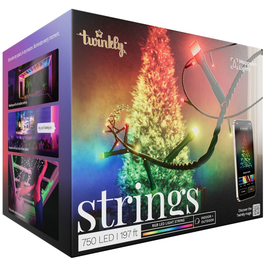 Twinkly - LED RGB Stmívatelný venkovní vánoční řetěz STRINGS 750xLED 63,5m IP44 Wi-Fi