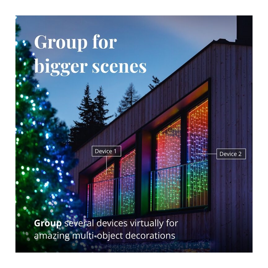 Twinkly - LED RGBW Stmívatelný venkovní vánoční závěs CURTAIN 210xLED 6,1m IP44 Wi-Fi