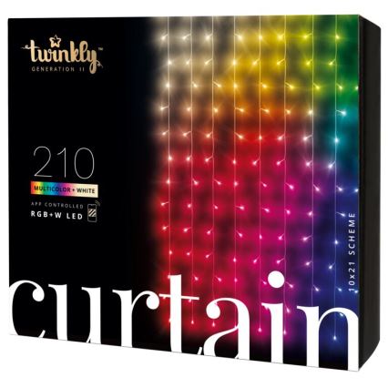 Twinkly - LED RGBW Stmívatelný venkovní vánoční závěs CURTAIN 210xLED 6,1m IP44 Wi-Fi