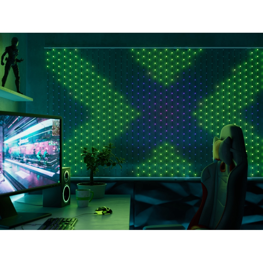 Twinkly - LED RGB Stmívatelný vánoční závěs MATRIX 480xLED 1x1 m Wi-Fi