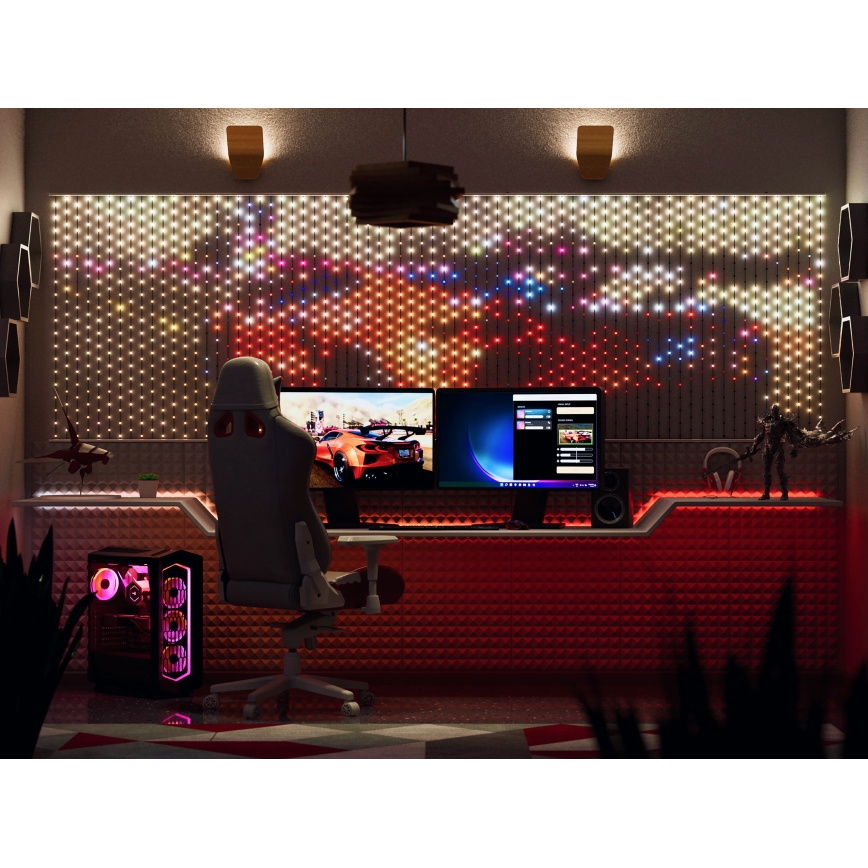 Twinkly - LED RGB Stmívatelný vánoční závěs MATRIX 480xLED 1x1 m Wi-Fi