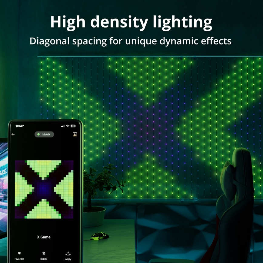 Twinkly - LED RGB Stmívatelný vánoční závěs MATRIX 480xLED 1x1 m Wi-Fi