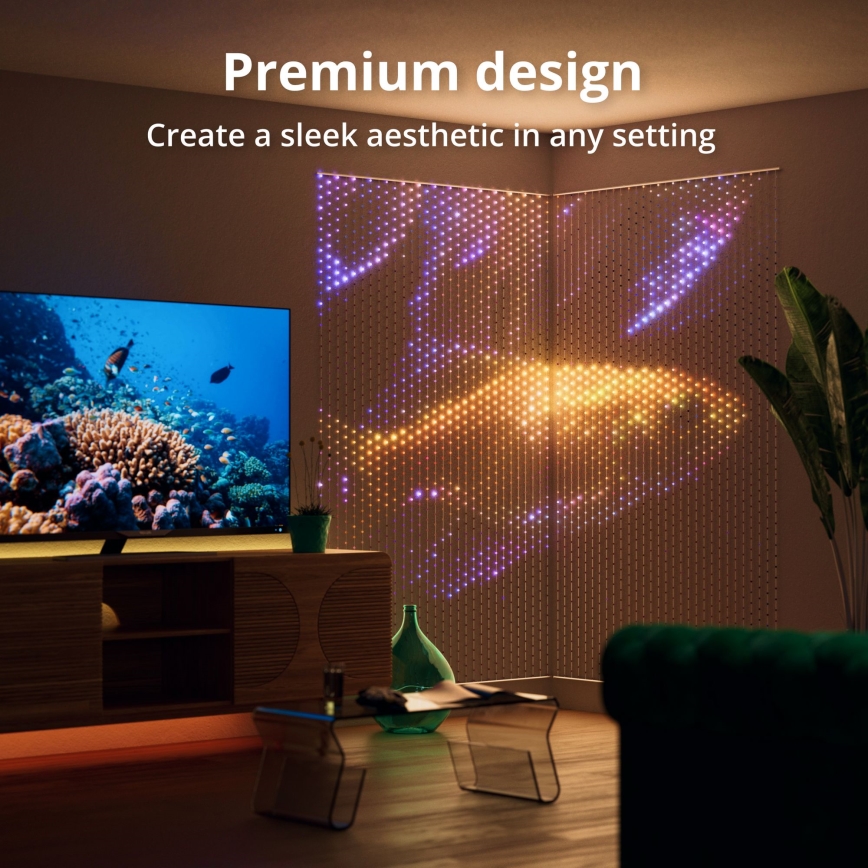 Twinkly - LED RGB Stmívatelný vánoční závěs MATRIX 480xLED 1x1 m Wi-Fi
