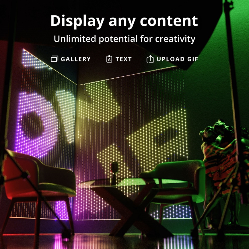 Twinkly - LED RGB Stmívatelný vánoční závěs MATRIX 480xLED 1x1 m Wi-Fi