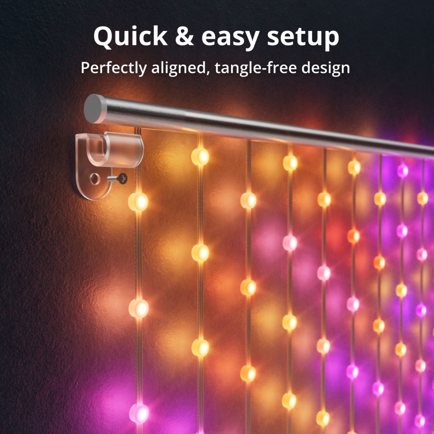 Twinkly - LED RGB Stmívatelný vánoční závěs MATRIX 480xLED 1x1 m Wi-Fi
